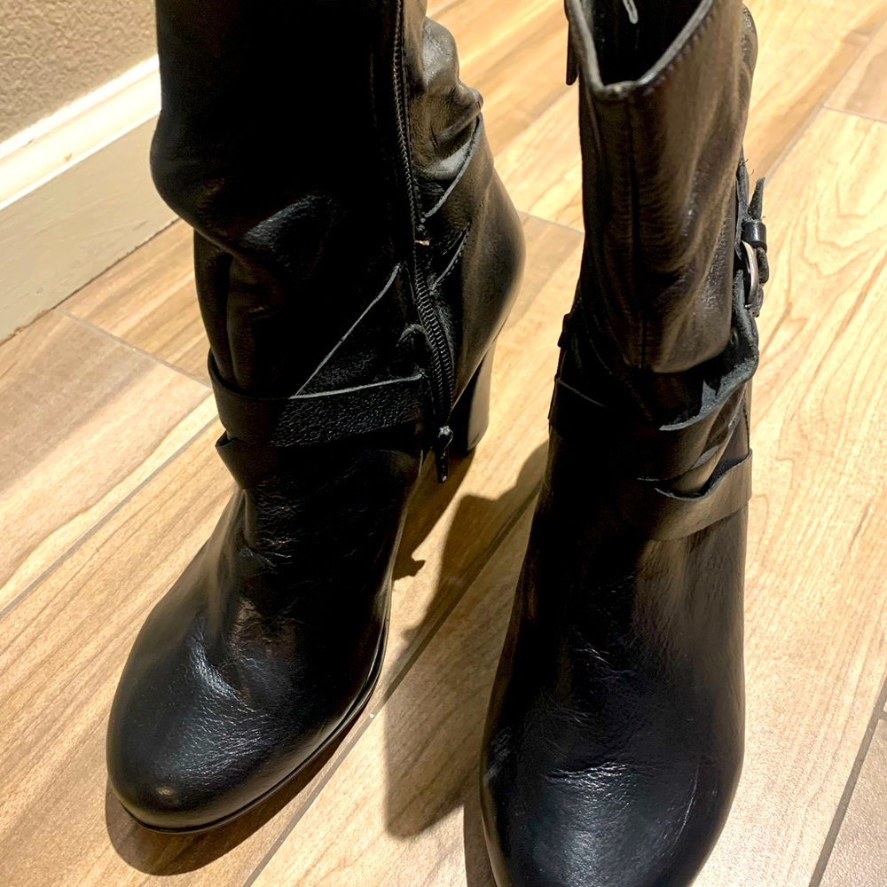 Womens black leather booties size 8